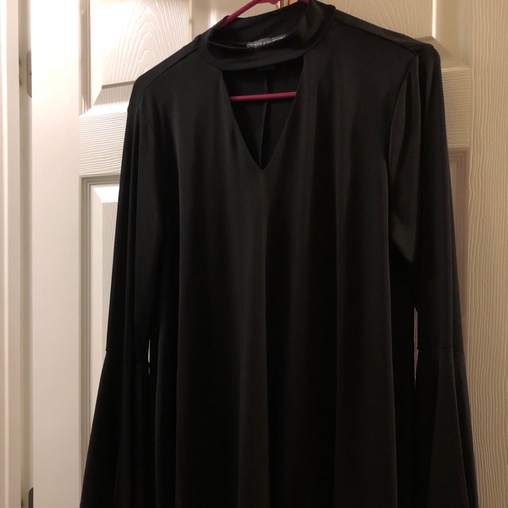 Black bell sleeve top